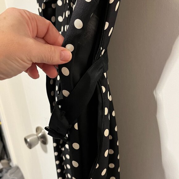 Jacob Black and White Polka Dot 100% Silk Dress - Size 2 - Picture 4 of 7